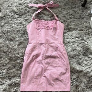 Lilly Pulitzer Pink Seersucker Halter Dress